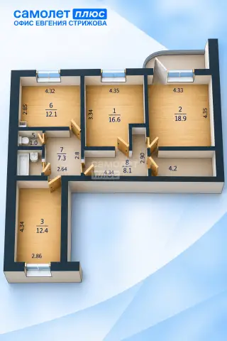 3-комн. квартира 80 м² — фото 20