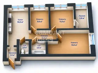 3-комн. квартира 66,1 м² — фото 19
