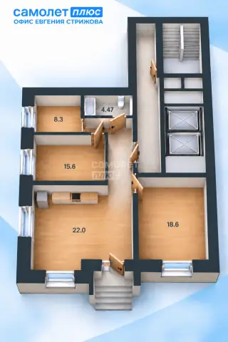 3-комн. квартира 78 м² — фото 19